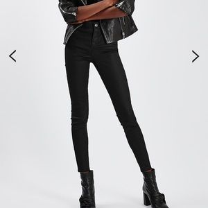 Topshop Tall Jamie skinny jeans in coated black